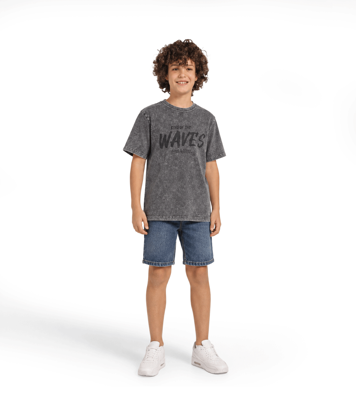 Boys’ Charcoal Grey Washed Graphic T-Shirt