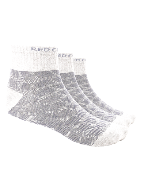 Men's Jacquard Ankle Socks - Short, Sporty 3Pcs- White