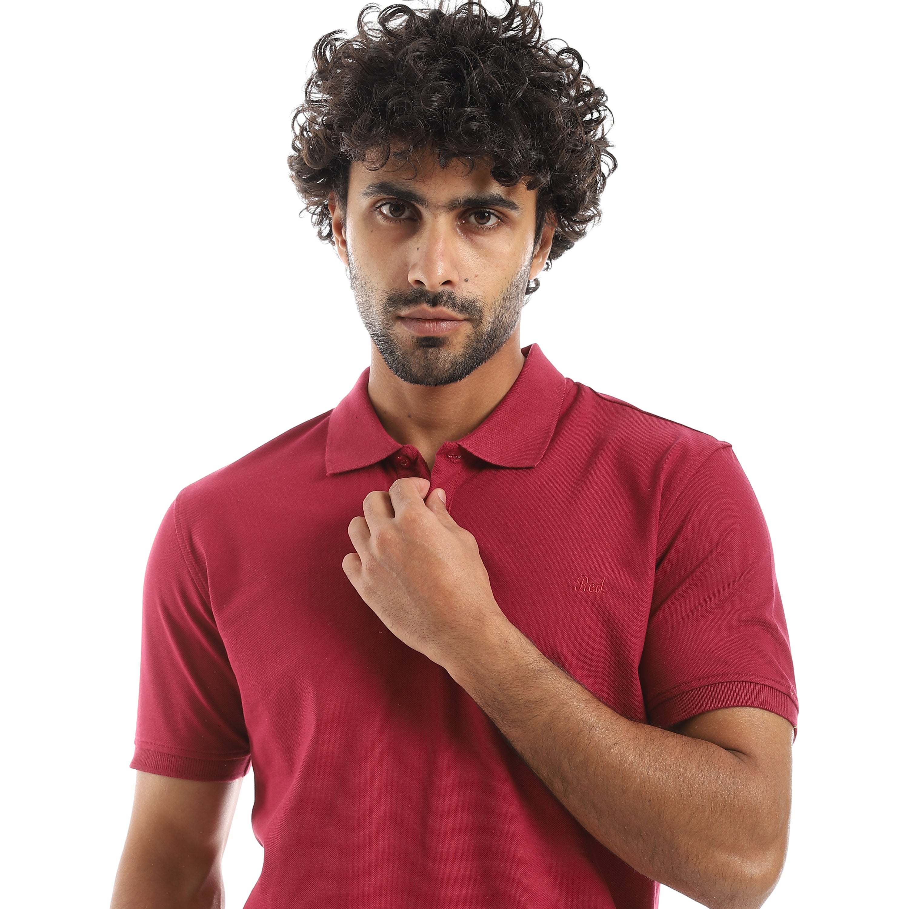 Men’s Polo T-Shirt with Embroidery - Burgundy