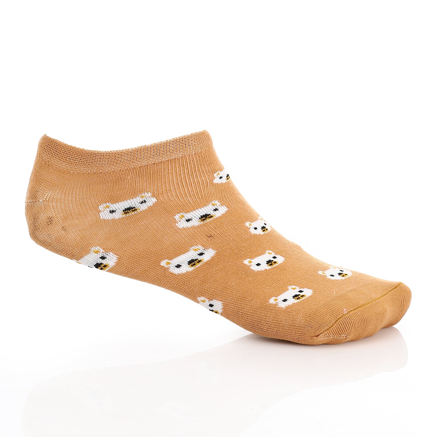 Women Socket Socks with Printed - Beige