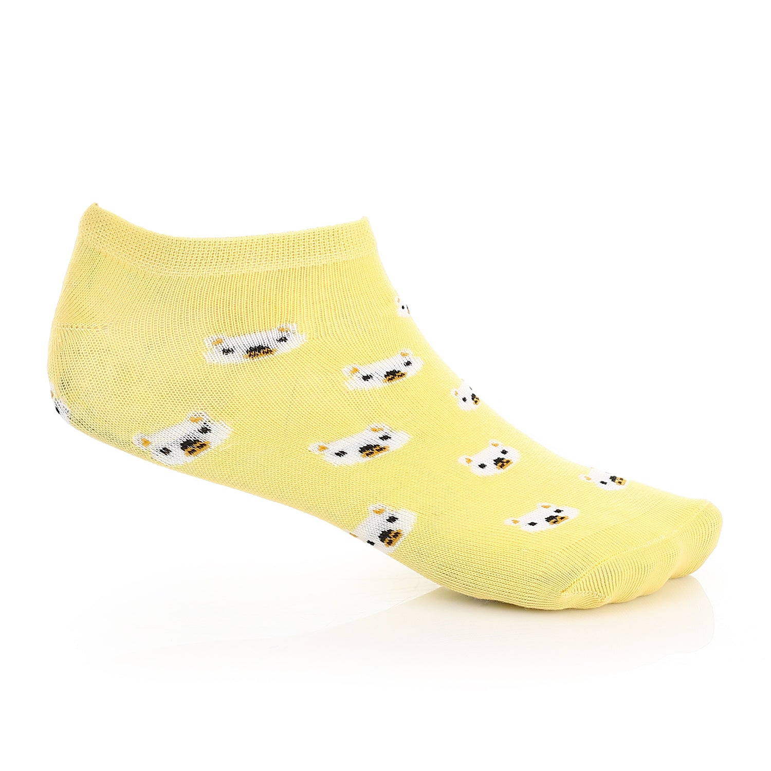 Women Socket Socks with Printed - Yellow