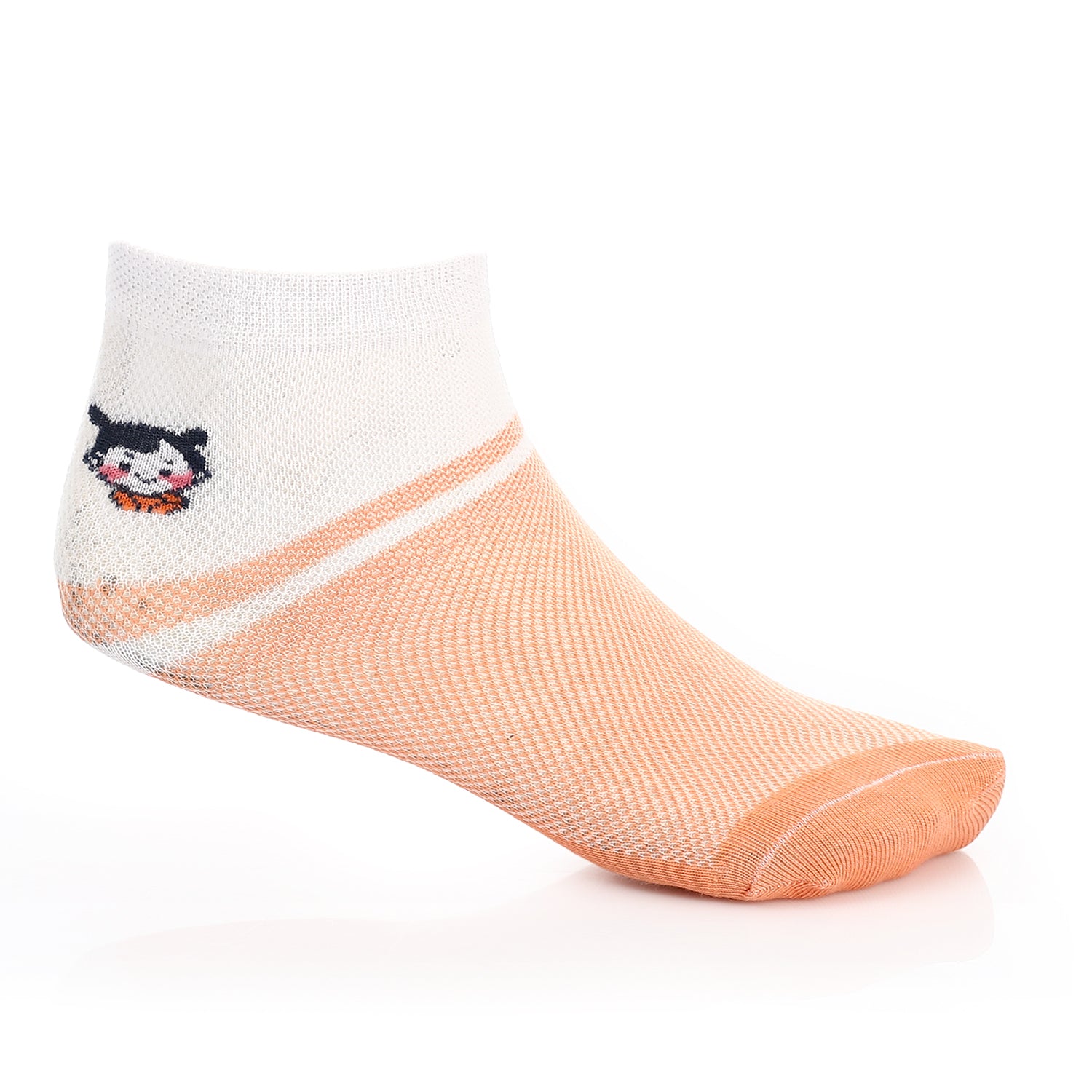 Socks For Girl - Simple, Elegant - Orange & White