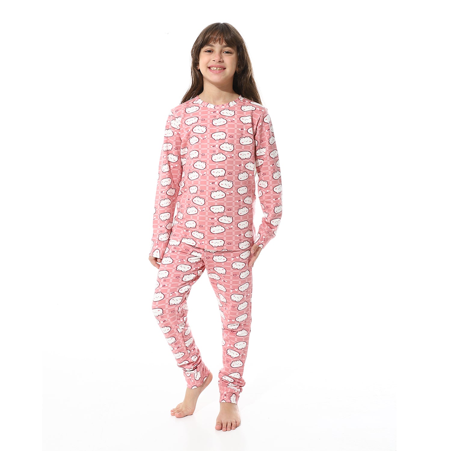 Girls Thermal Set With Printed - Rose