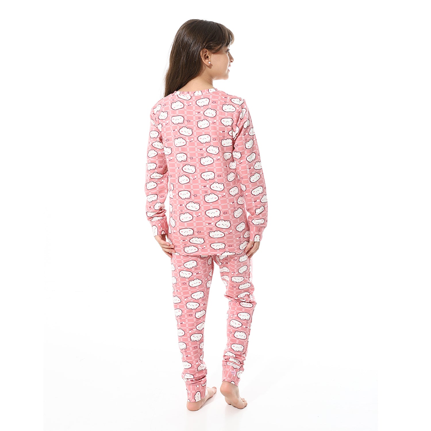 Girls Thermal Set With Printed - Rose