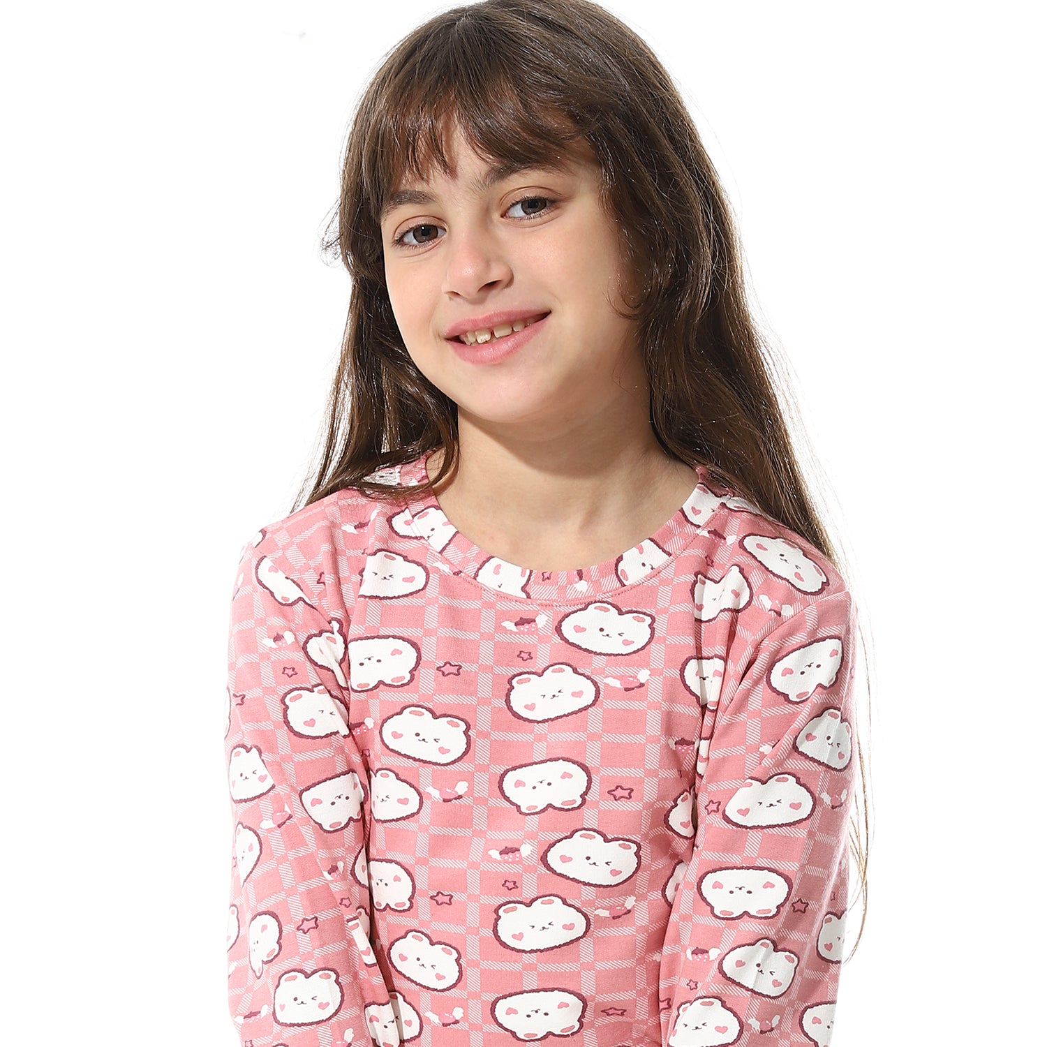 Girls Thermal Set With Printed - Rose