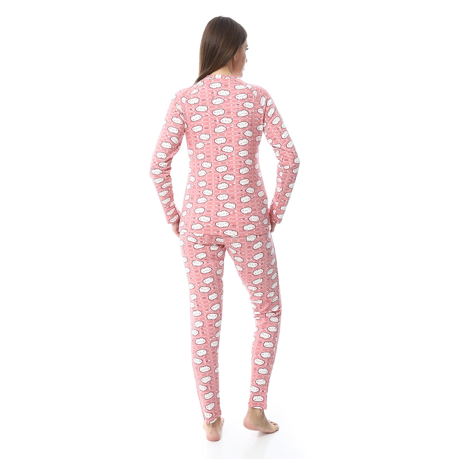 Women Printed Thermal Set Padded Inside - Rose