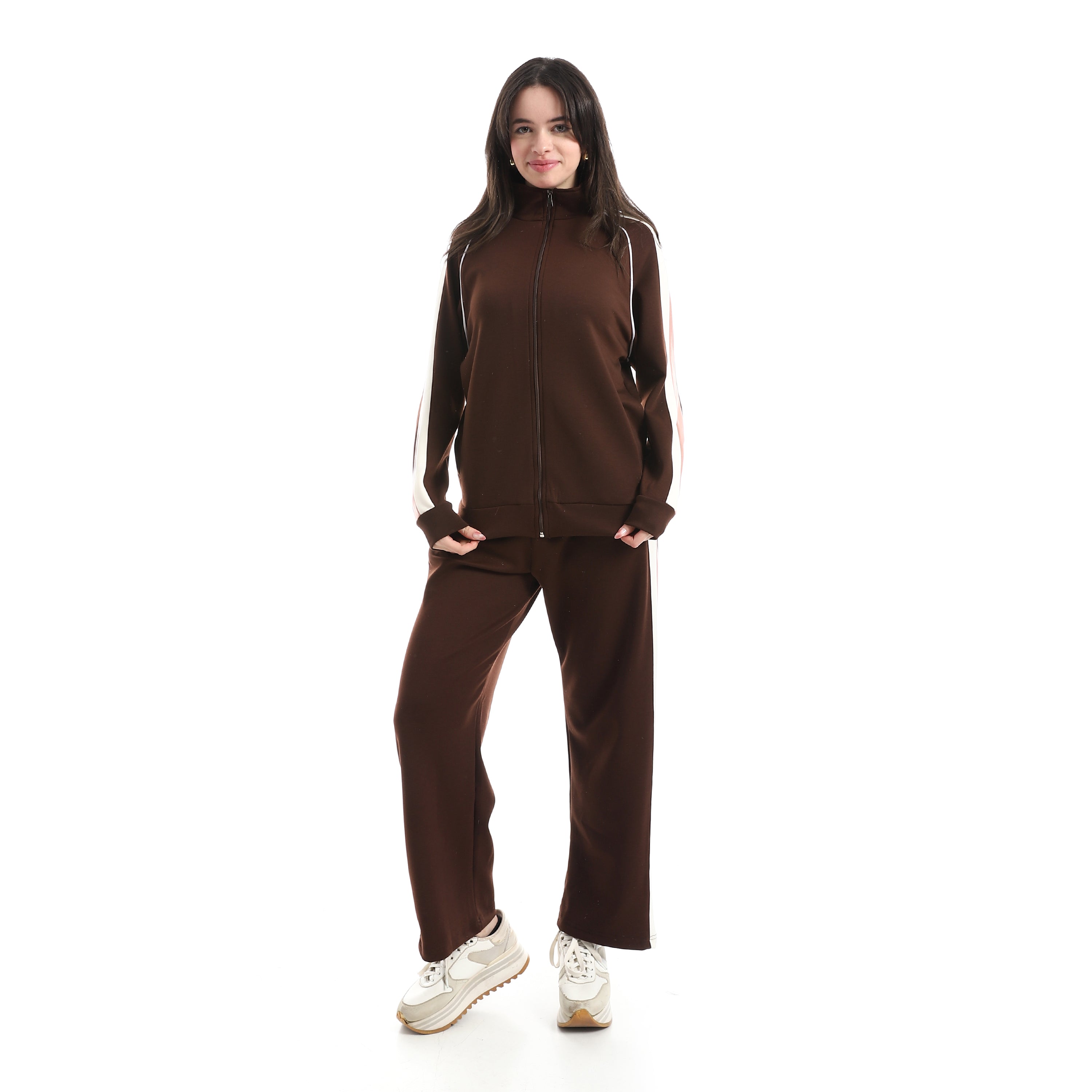 Women’s Retro-Sport Zip-Up Tracksuit Set
