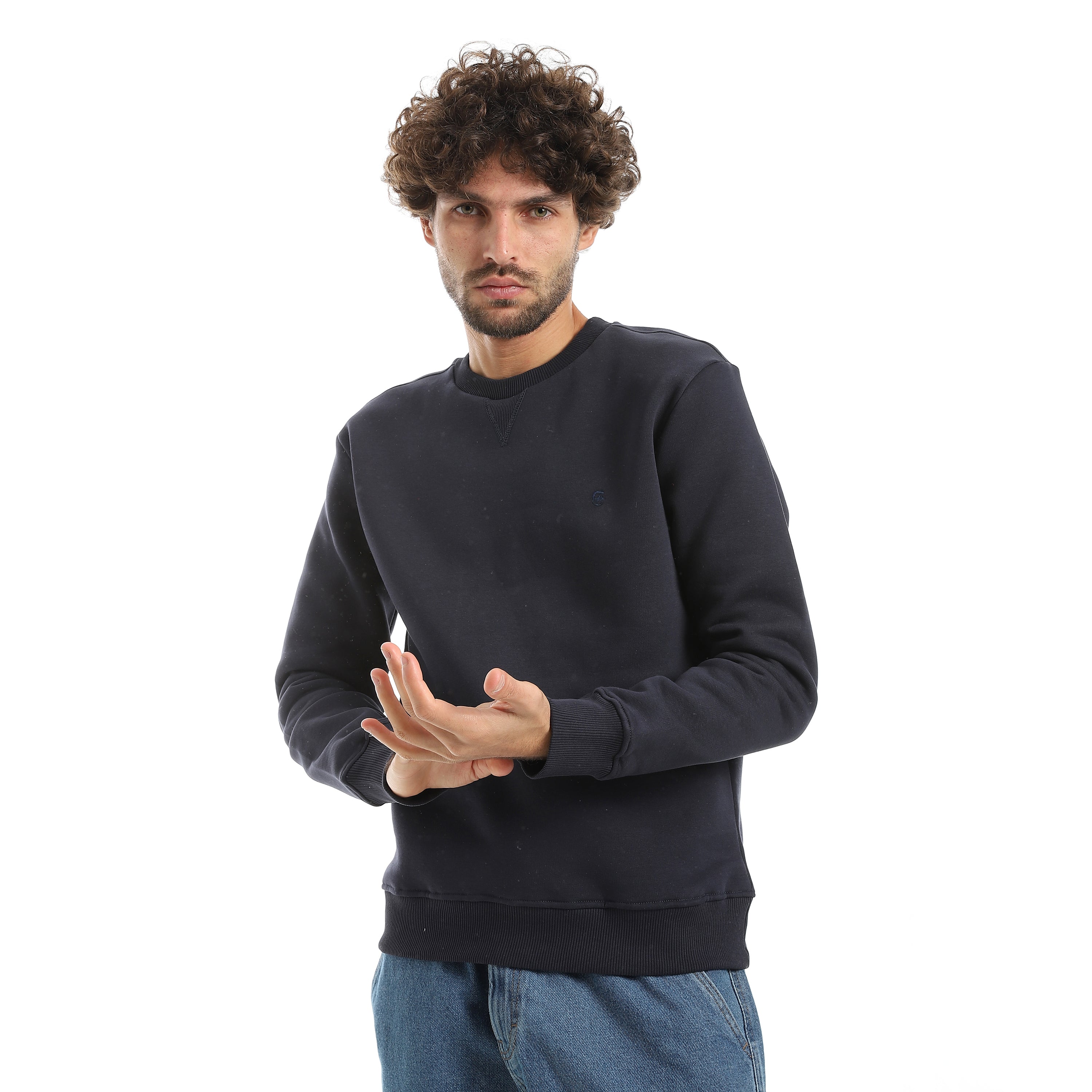 Basic Sweatshirt Crew Neck Red Cotton