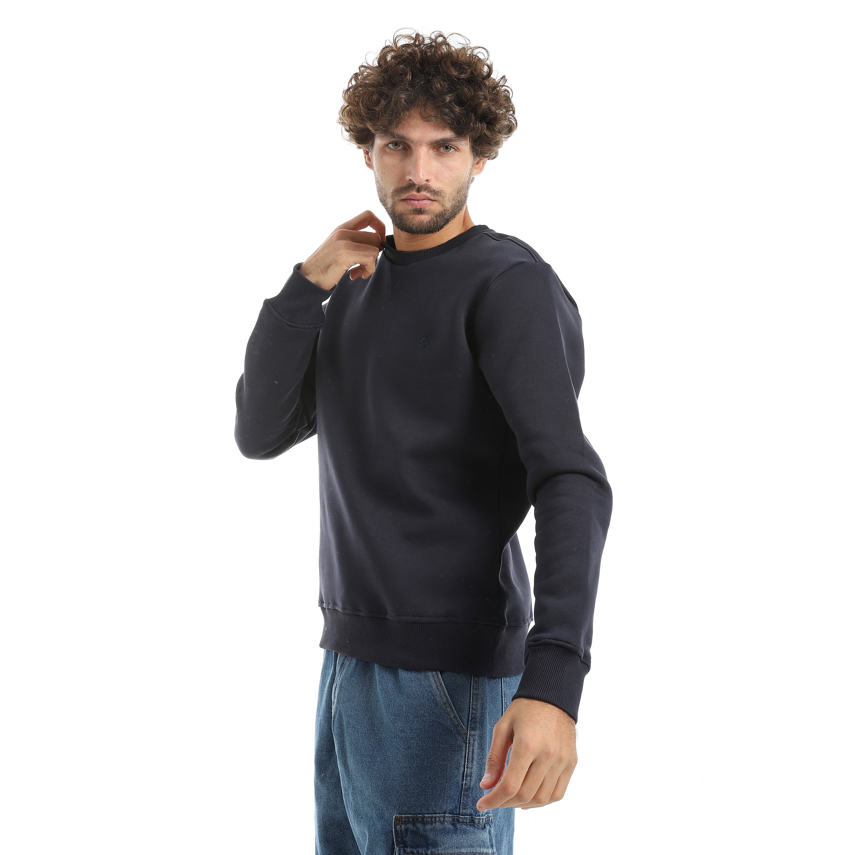 Basic Sweatshirt Crew Neck Red Cotton