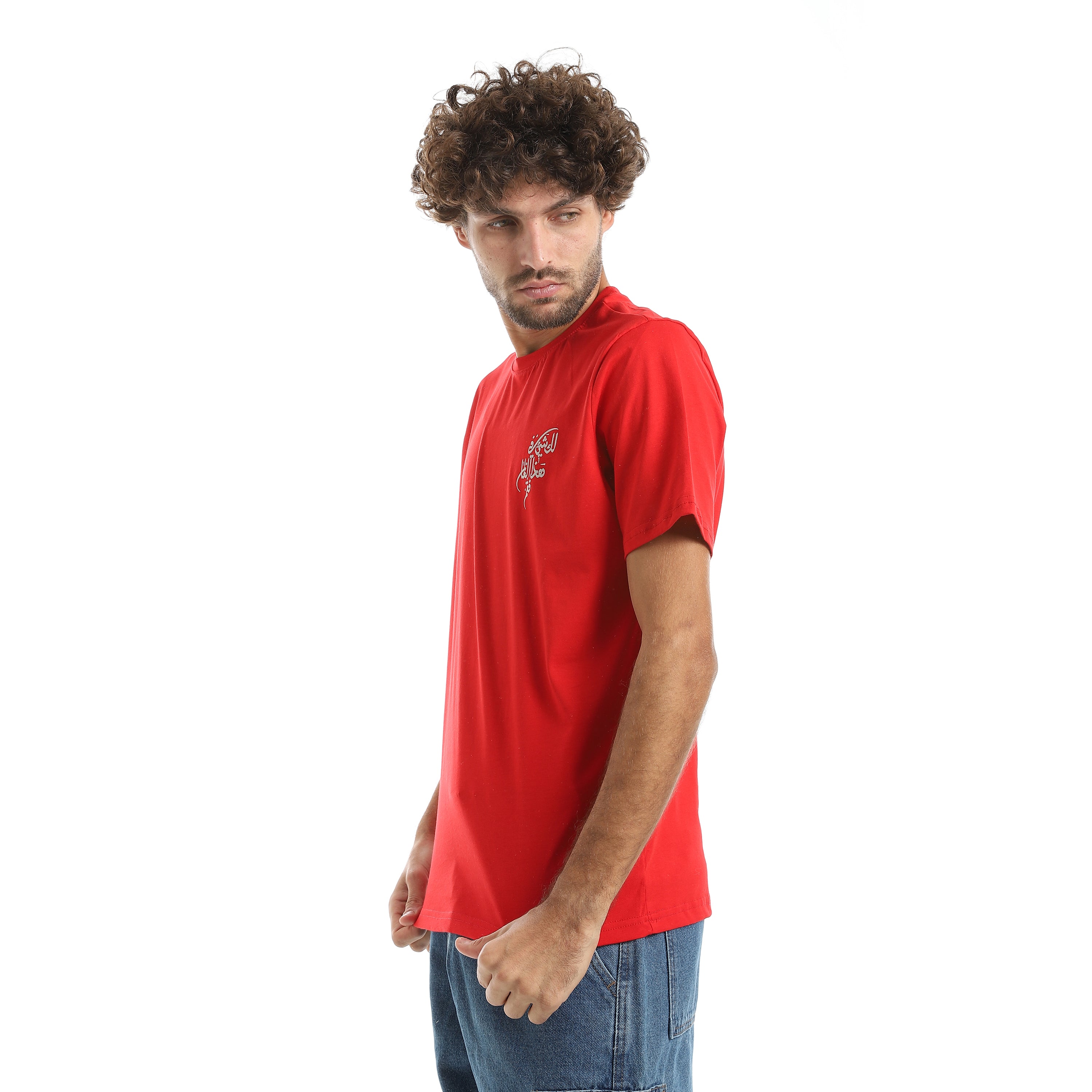 Printed T-Shirt Red Cotton