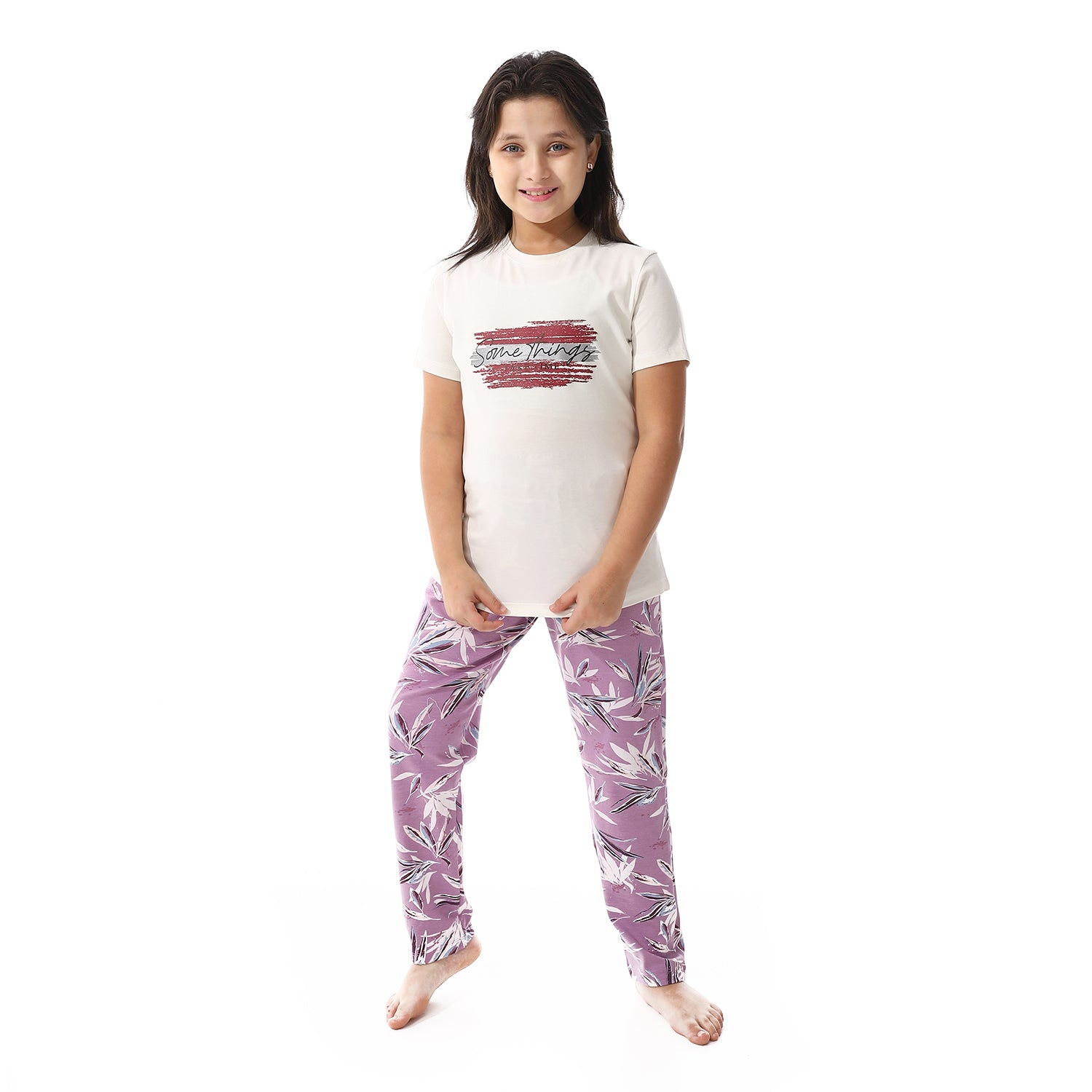 Girls' Cotton Pajama Set - Cozy, Soft, And Breathable Sleepwear For Little Dreamers - Purple