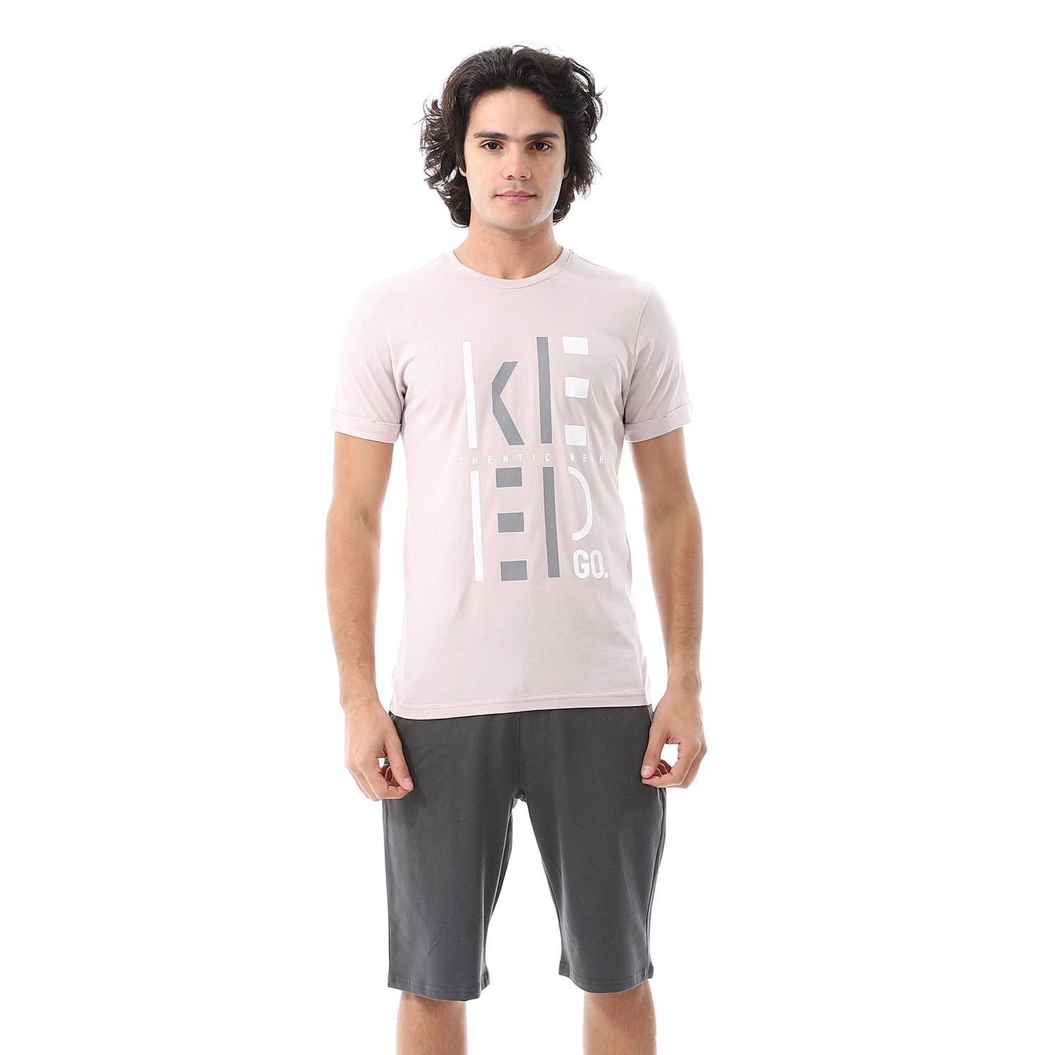 Mens pajama set with printed - Kashmir & Grey