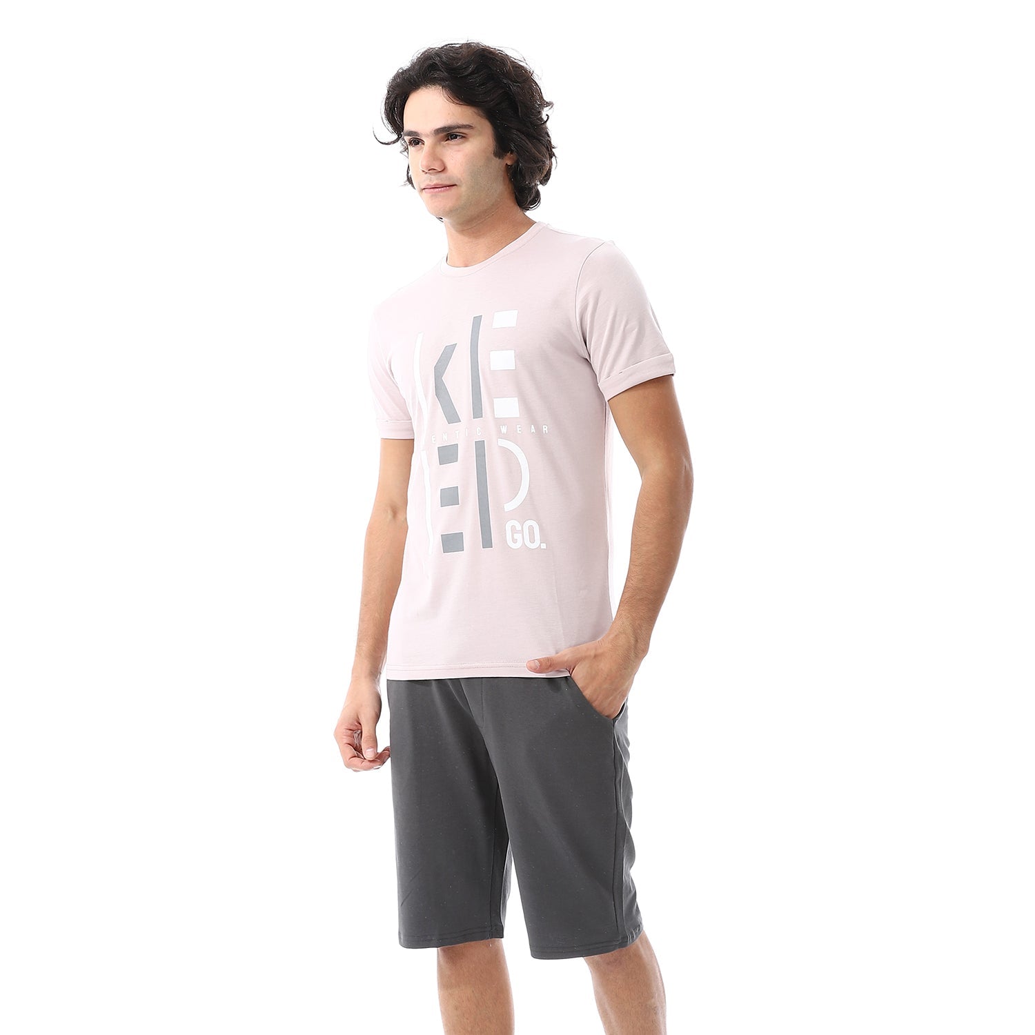 Mens pajama set with printed - Kashmir & Grey