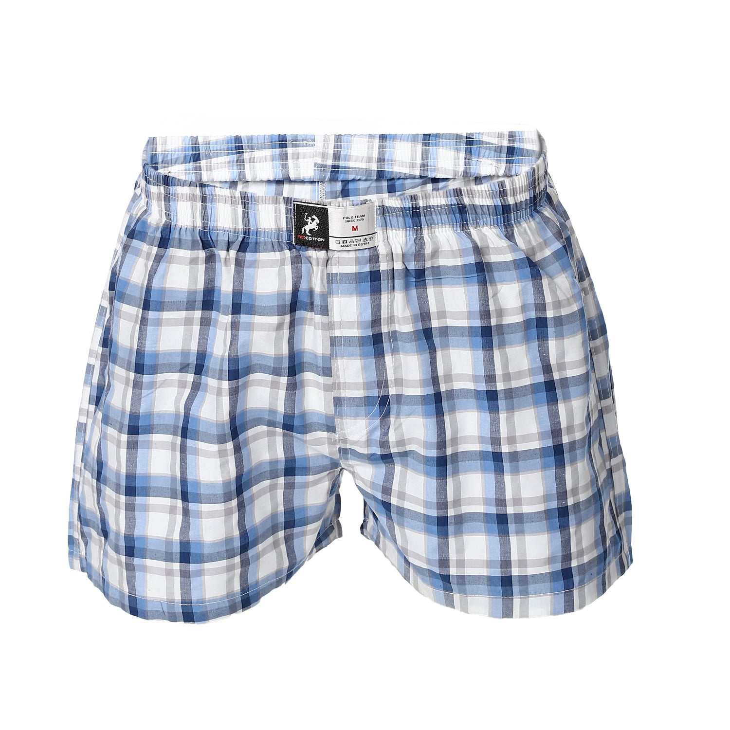 Men's Plaid Boxer, Stylish Lite Blue Comfy Made Cotton