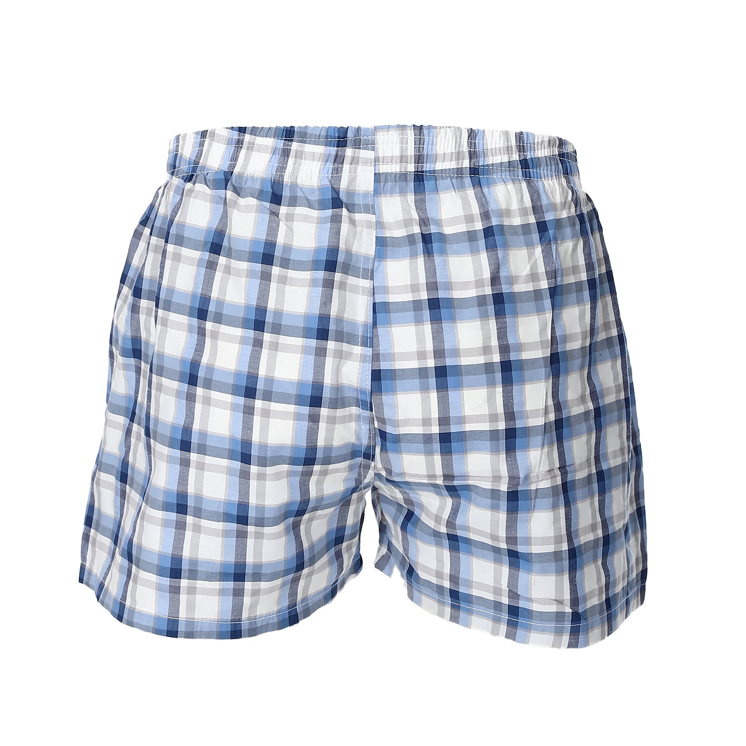 Men's Plaid Boxer, Stylish Lite Blue Comfy Made Cotton