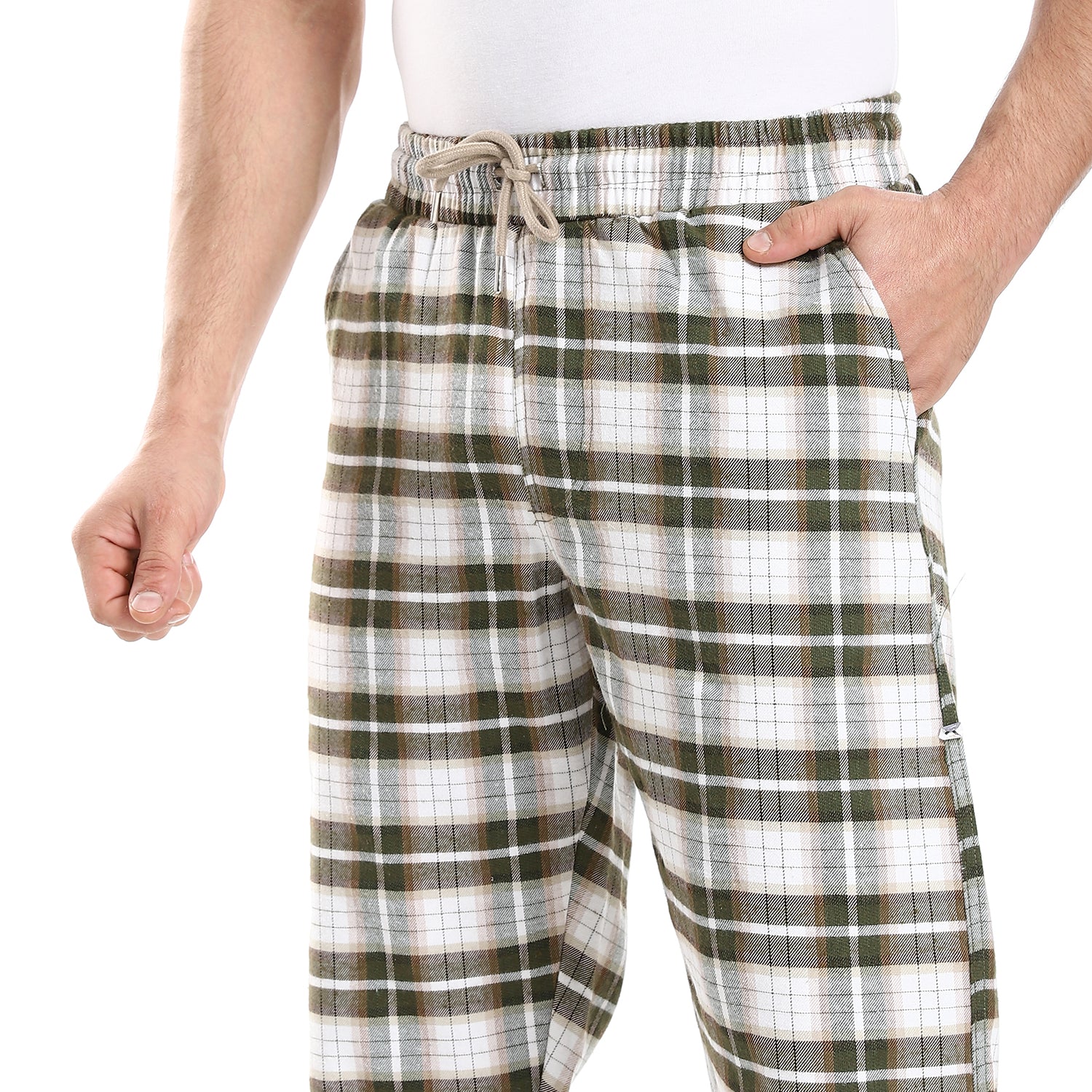 Men's Winter Check Pants - Beige