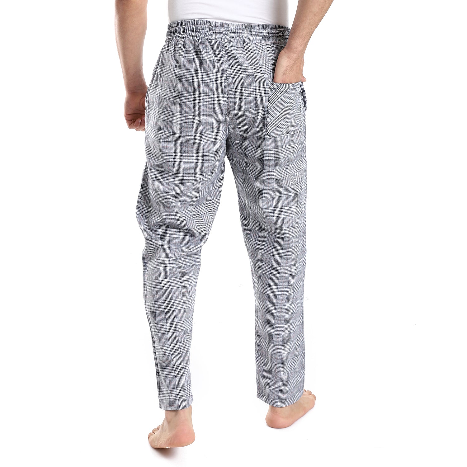 Men's red cotton check pants- Grey