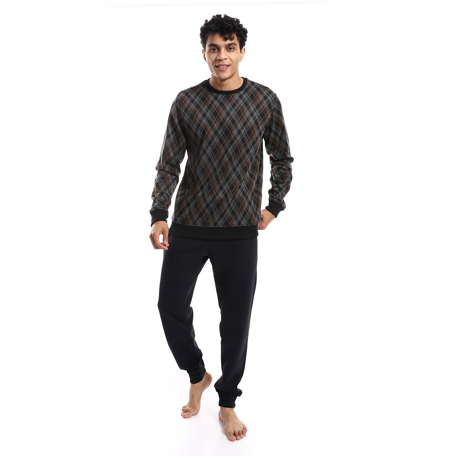 Men's Winter Jacquard Pajamas - Black