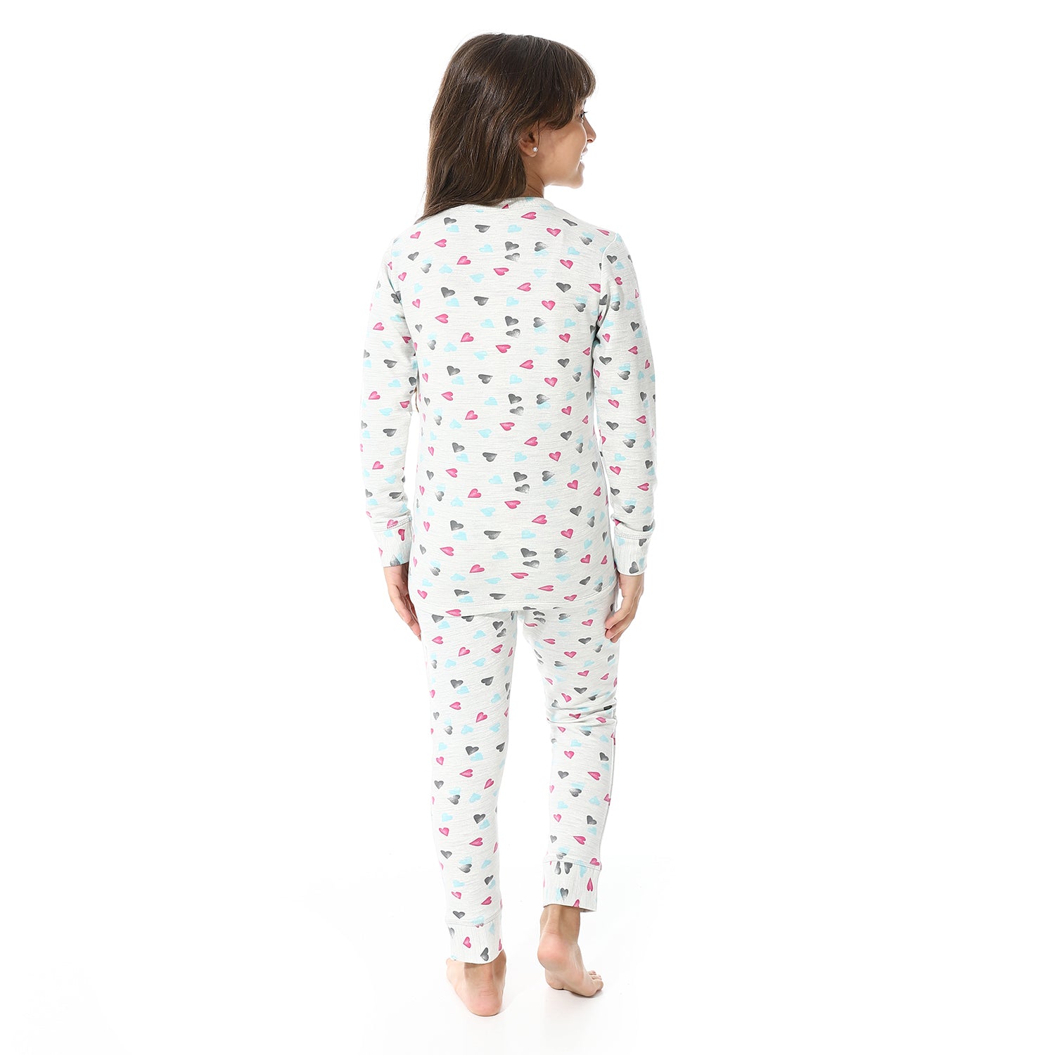 Girls Thermal Set With Printed - Gray