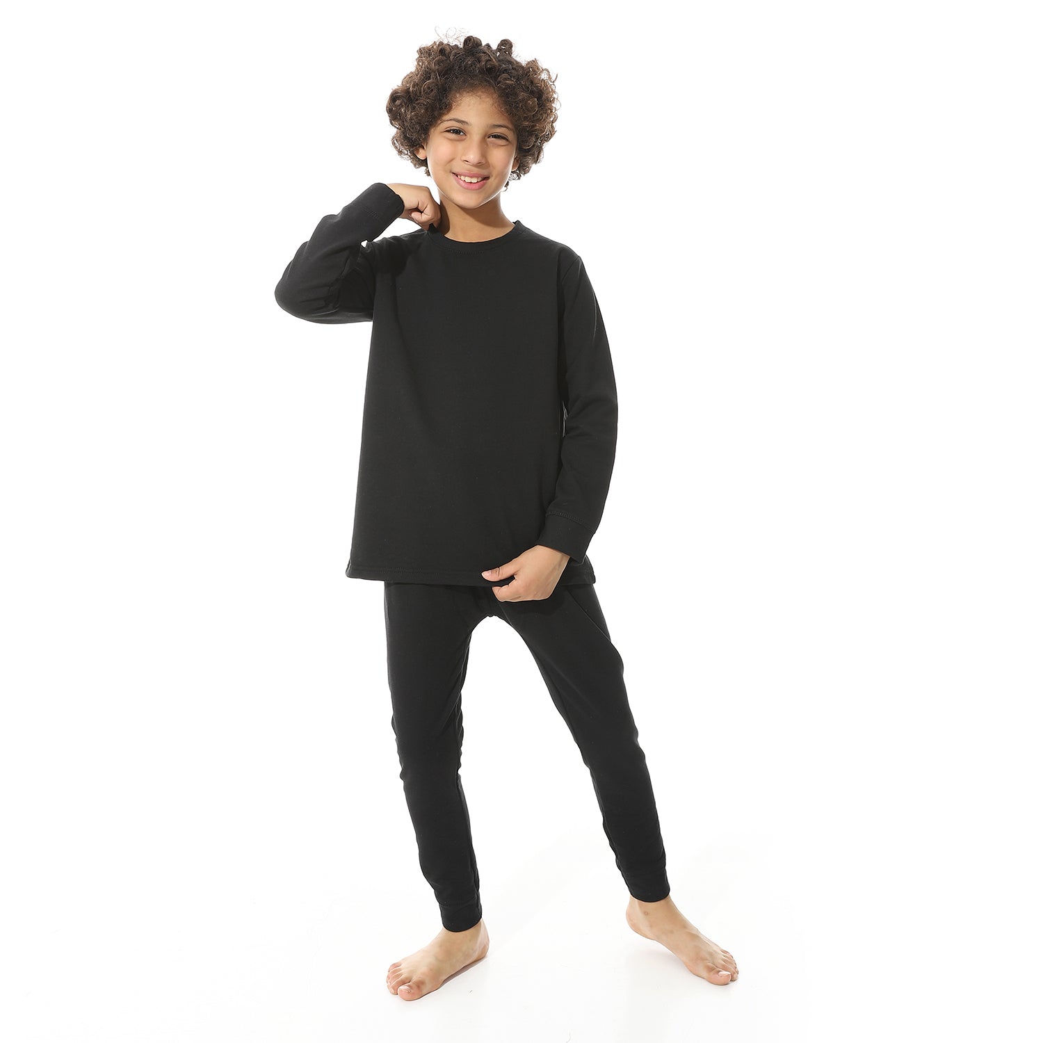 Cozy and Comfortable Thermal Set for Boys Padded Inside - Black