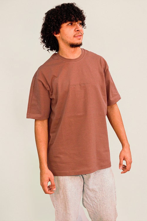 Mens Cotton oversized T-Shirt - Cafe