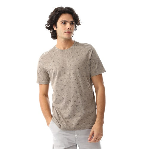 Mens Casual Jacquard T-Shirt - Everyday Comfort-Dark green