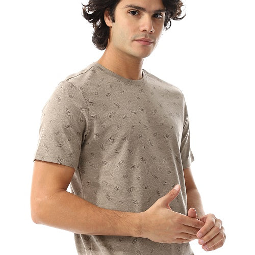 Mens Casual Jacquard T-Shirt - Everyday Comfort-Dark green