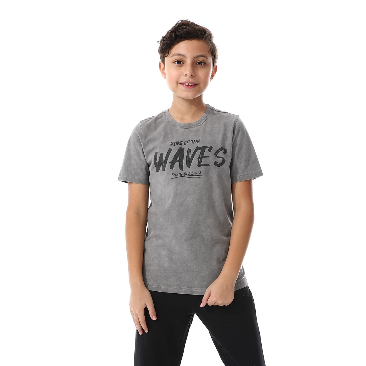 Boys' Grey Graphic Pajama Set - "King Of The Waves"