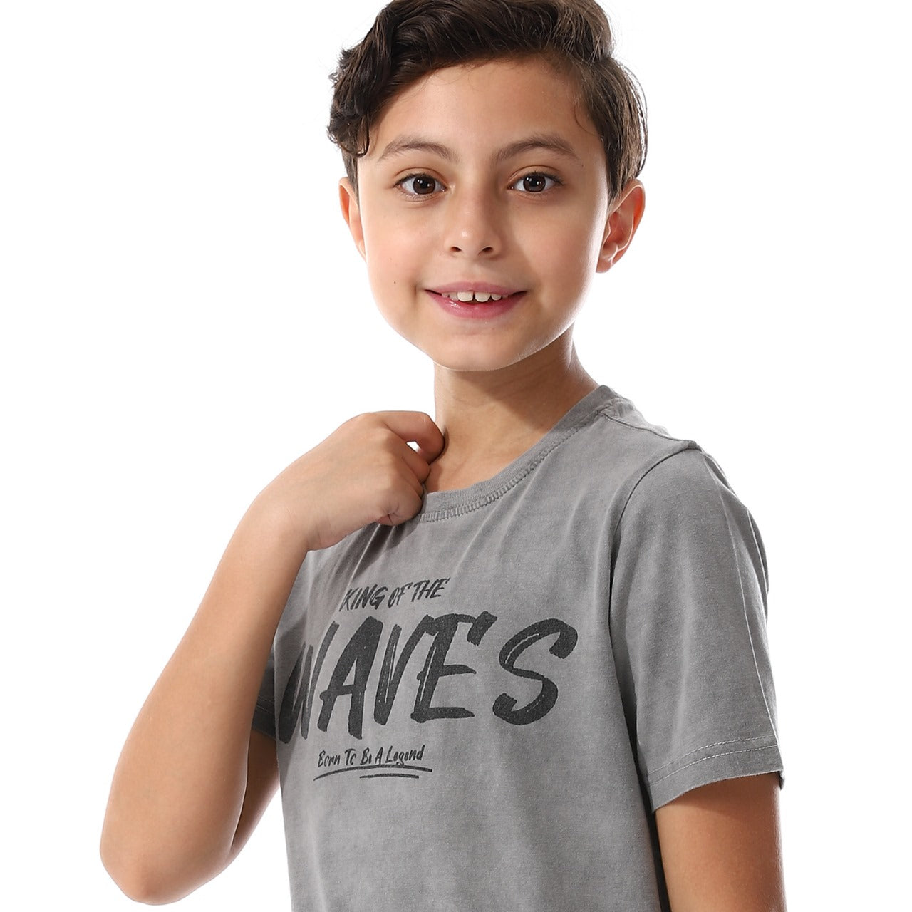 Boys' Grey Graphic Pajama Set - "King Of The Waves"