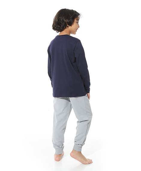 Boy's Summer Pajama Pants and Long Sleeves- Navy