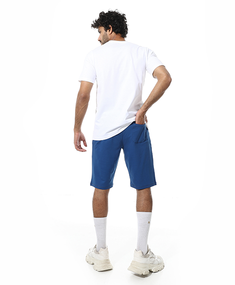 Men's Short Pajama Set with Print - Blue