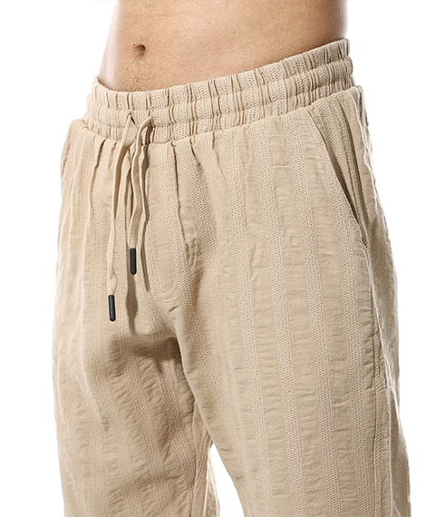 Men's Relaxed Fit Striped Linen Trousers – Cafe