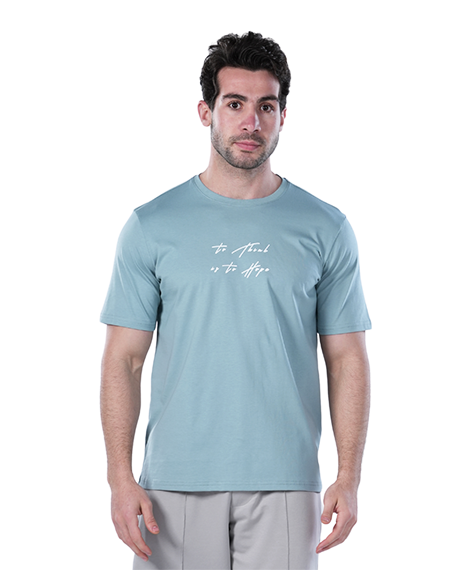 Men's Regular Fit Mint Cotton T-Shirt with Printed Design