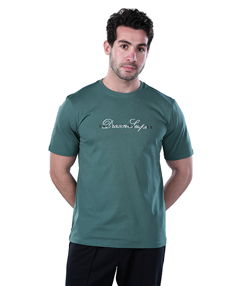 Men's Regular Fit Green T-Shirt with Printed Graphic