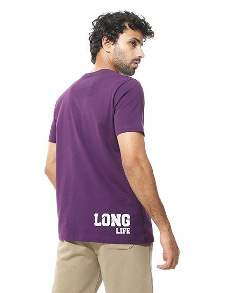 Men's Regular Fit Purple T-Shirt with Printed