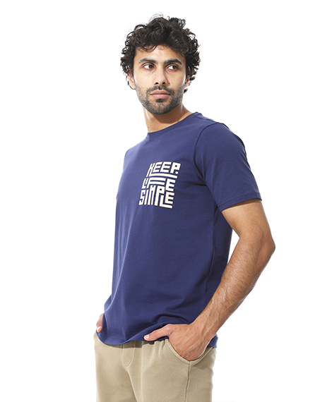 Men's Cotton Regular Fit T-Shirt- Navy