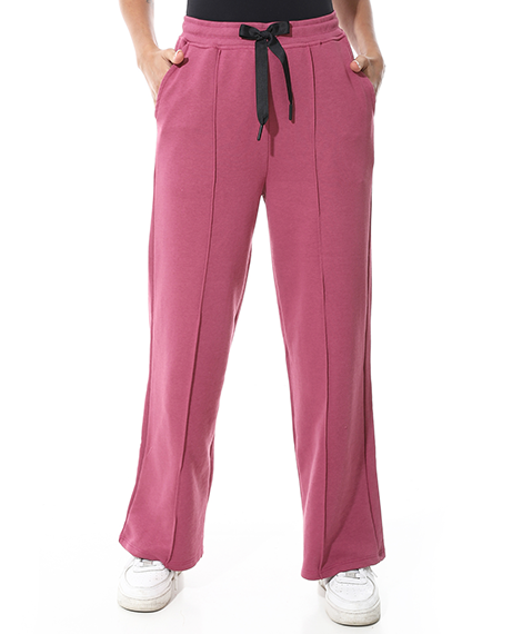 Women's Summer Wide Leg Trousers - Burgundy