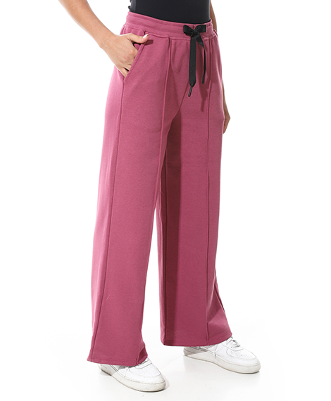 Women's Summer Wide Leg Trousers - Burgundy