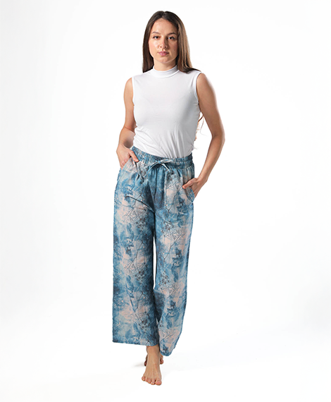 Wide Leg pants, full elastic waist - Navy