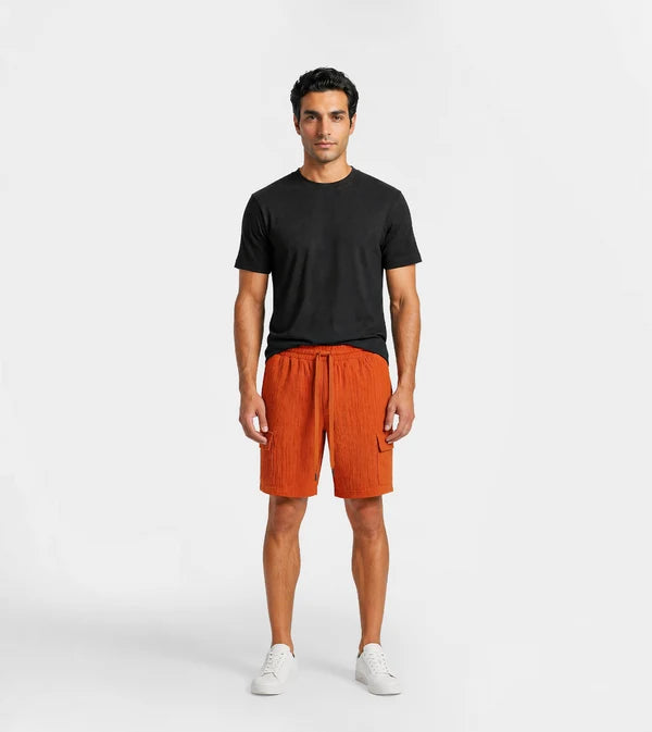 Men Ribbed Cargo Style Shorts