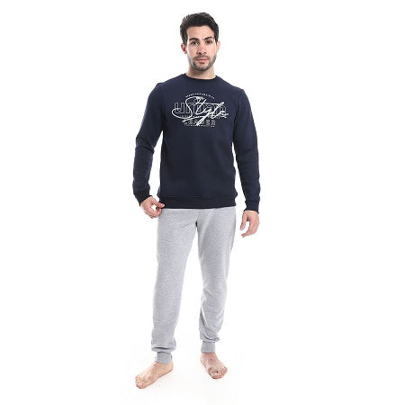 Men's Winter Crewneck Pajama Set - Navy