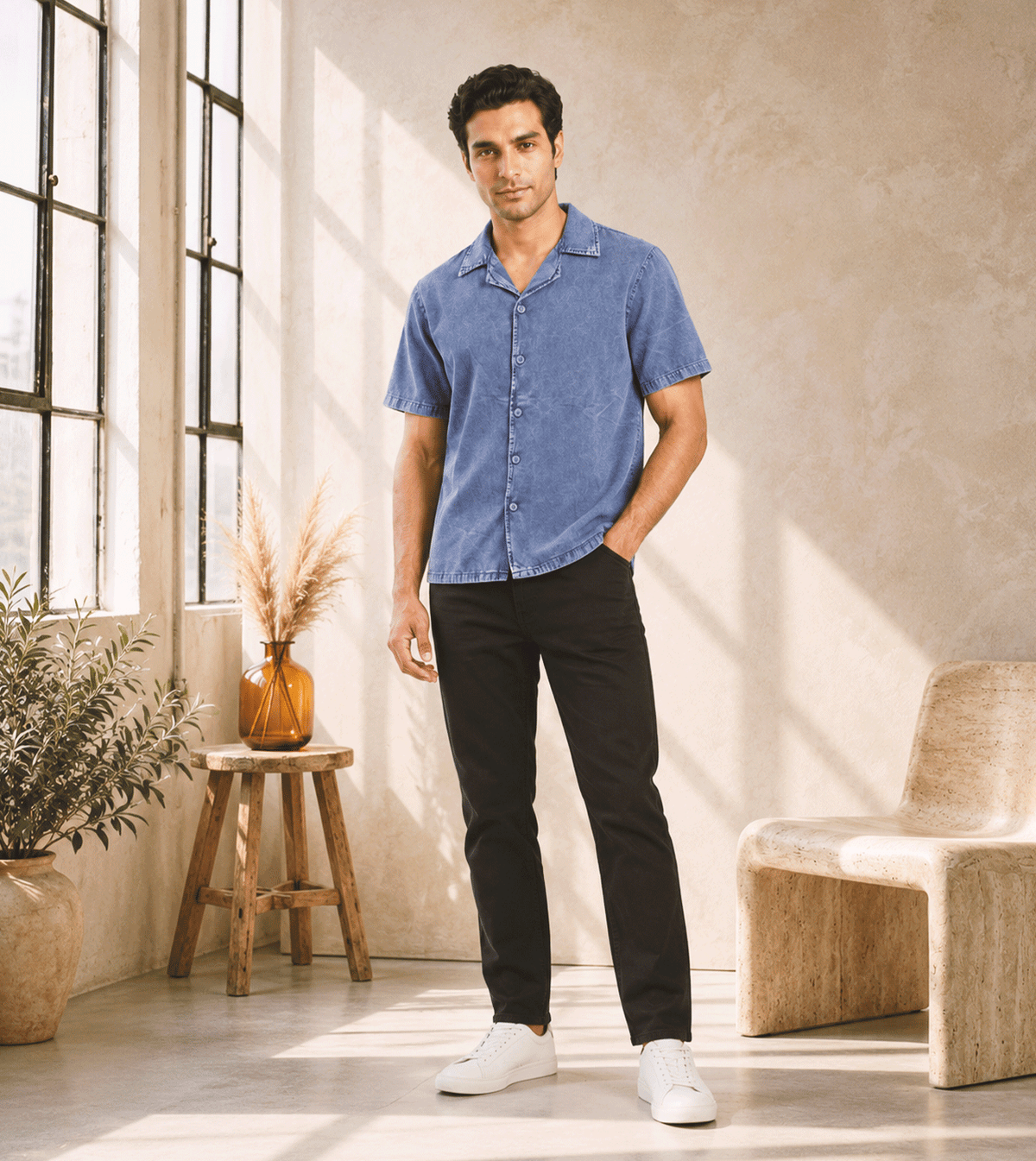 Men’s Washed Short-Sleeve Shirt
