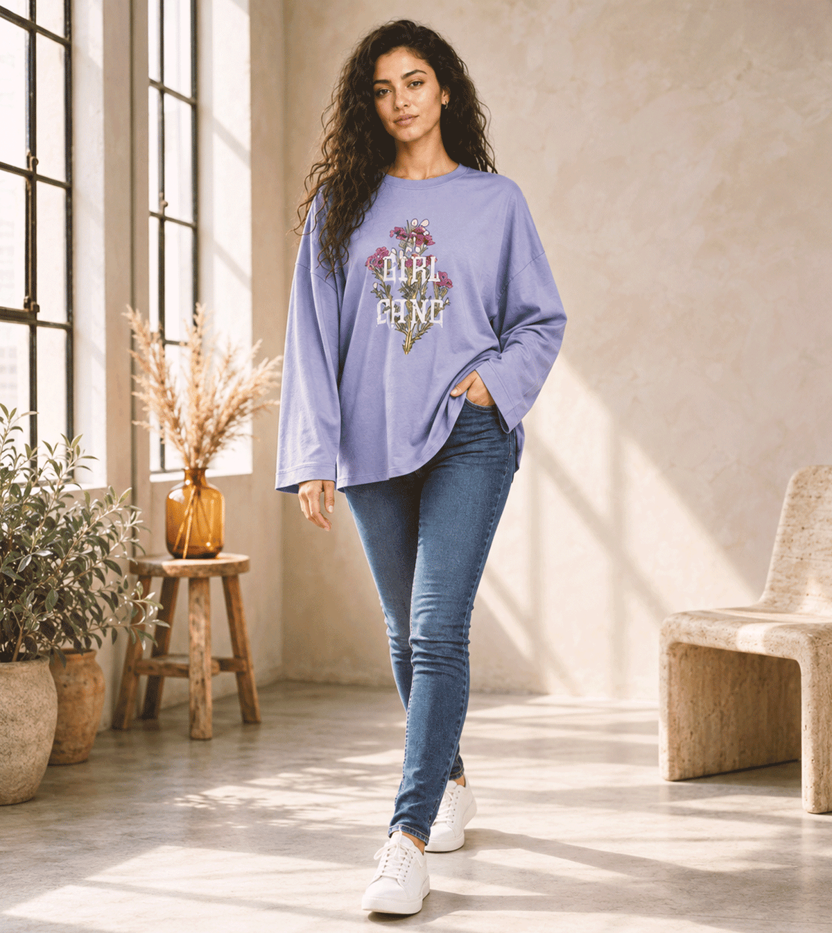 Women’s Oversized Floral Graphic T-Shirt