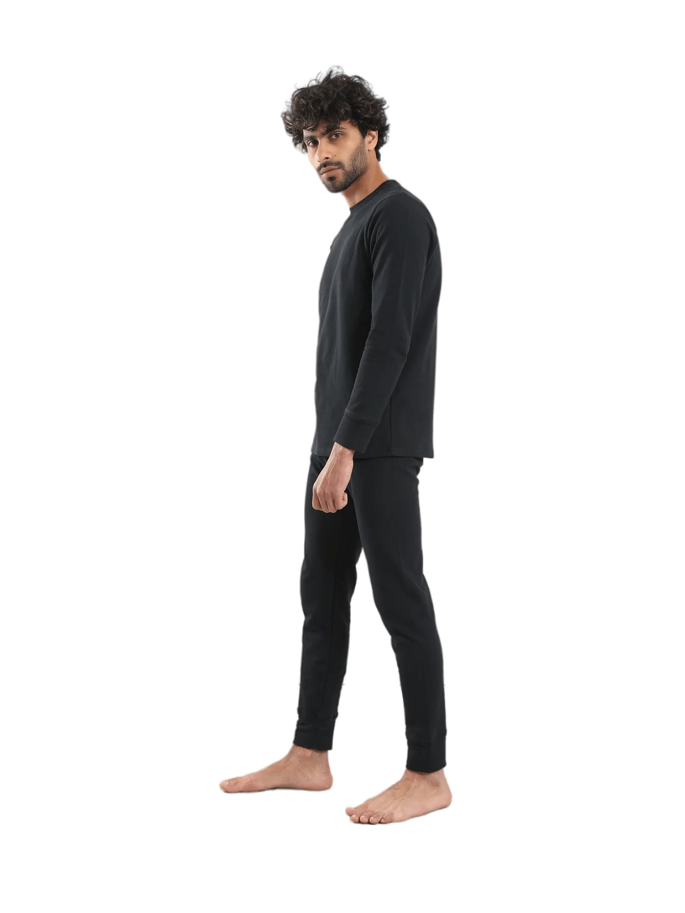 Cozy And Comfortable Thermal Set For Men Padded Inside - Black