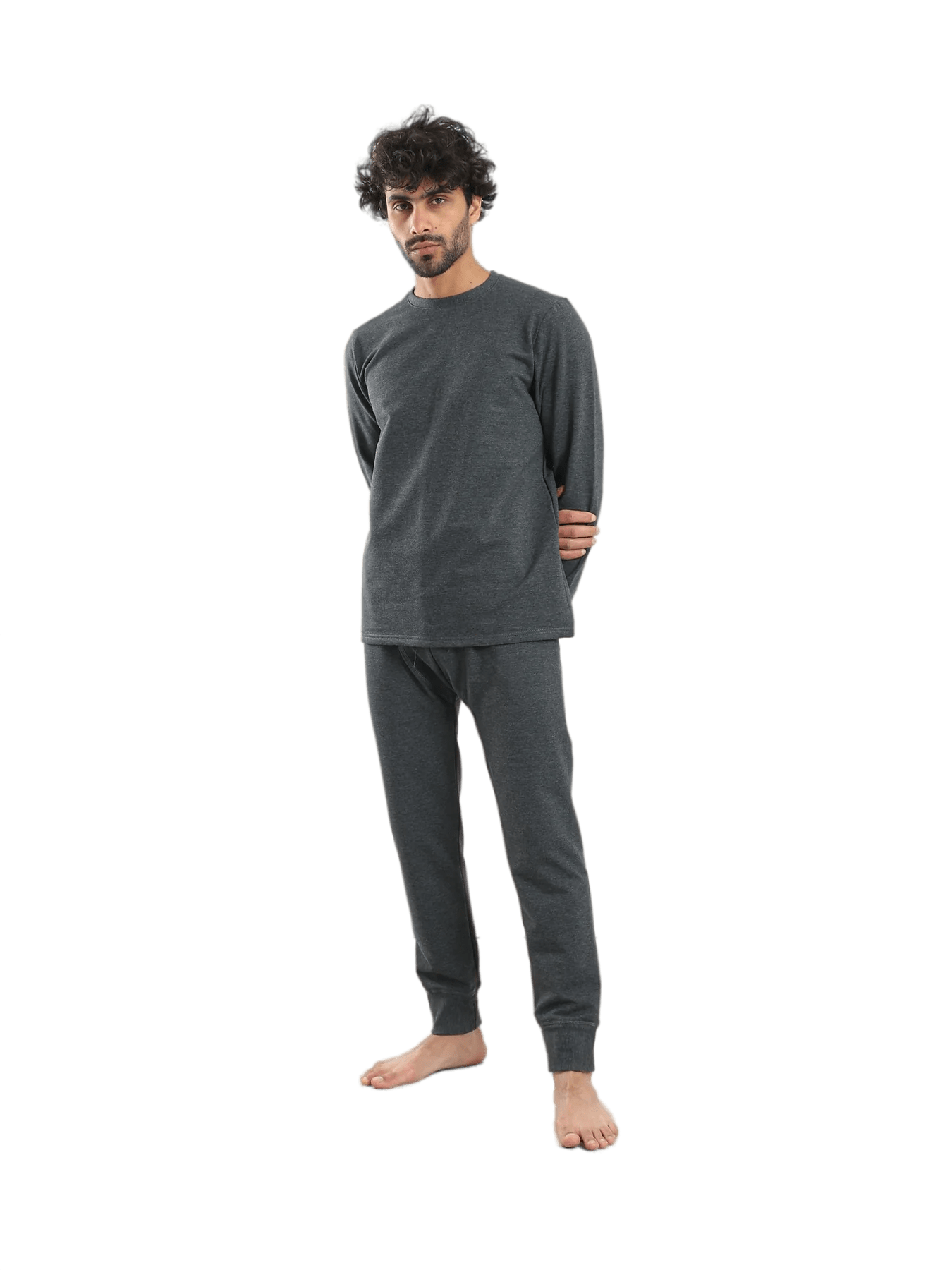 Cozy And Comfortable Thermal Set For Men Padded Inside - Dark Gray