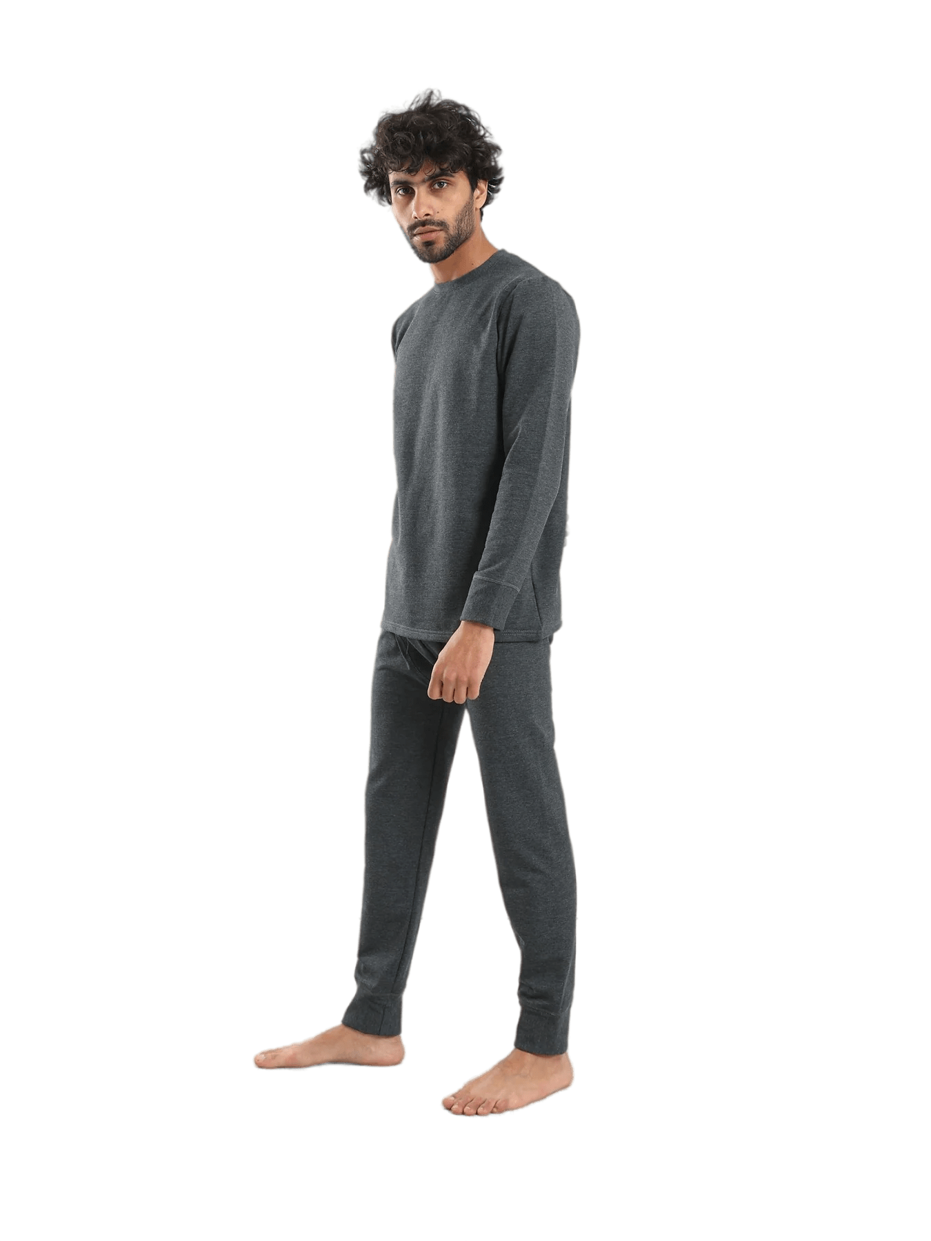 Cozy And Comfortable Thermal Set For Men Padded Inside - Dark Gray