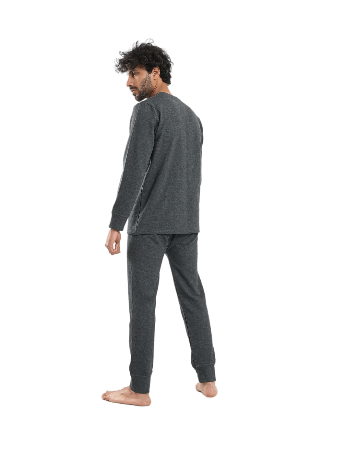 Cozy And Comfortable Thermal Set For Men Padded Inside - Dark Gray