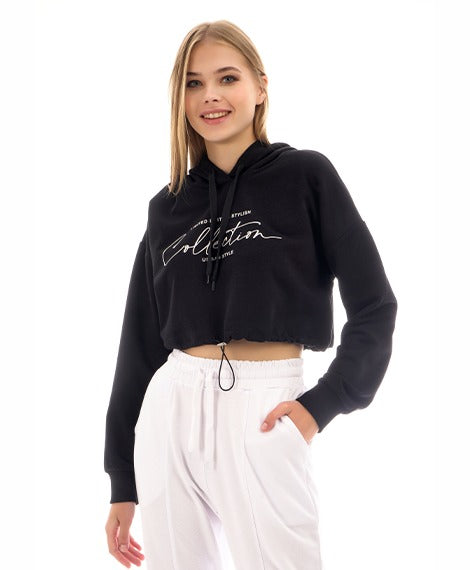Joggy - 7626 Womens Casual Short Sweatshirt - Black