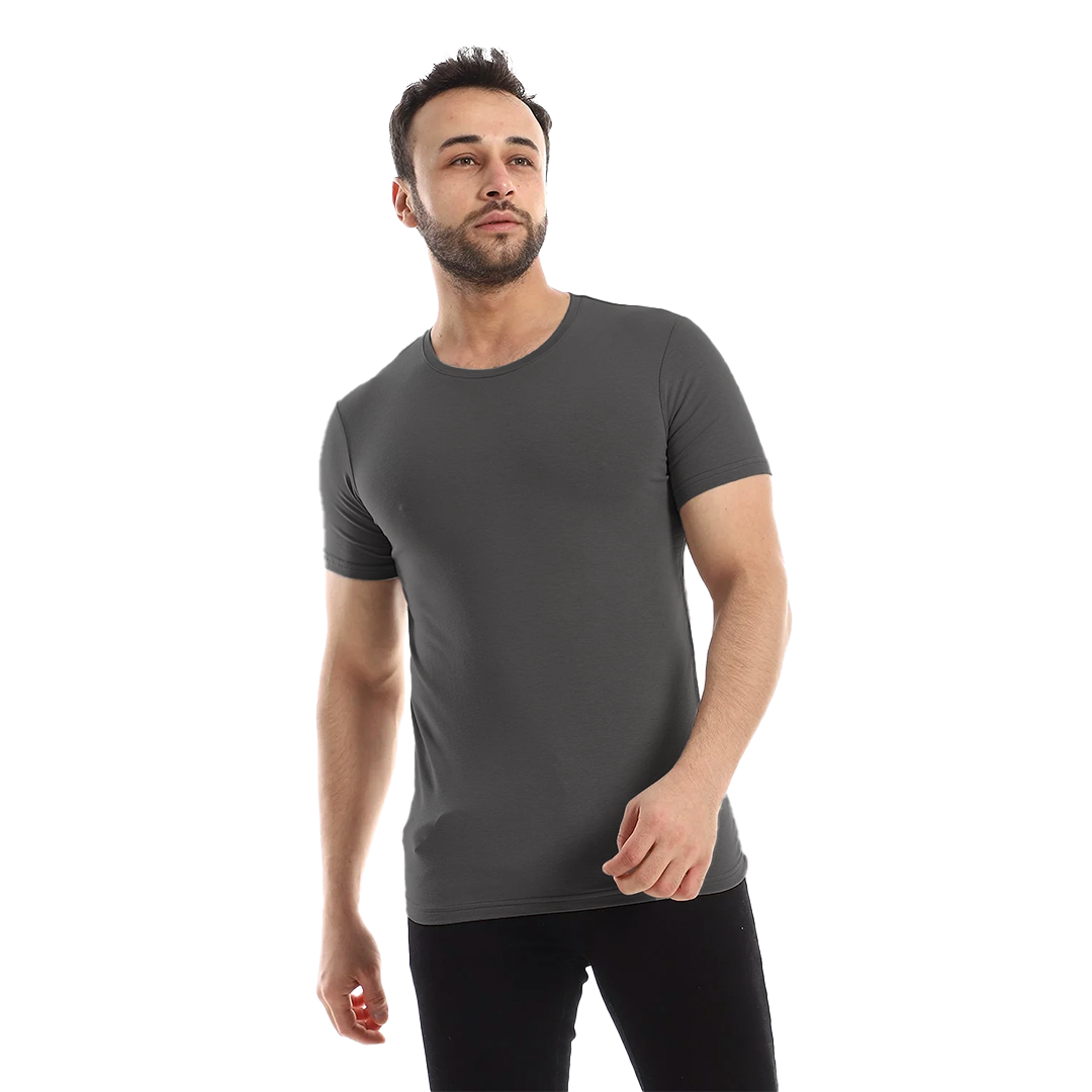 Short Sleeve Undershirt Round Neck For Men - Grey  Bundles