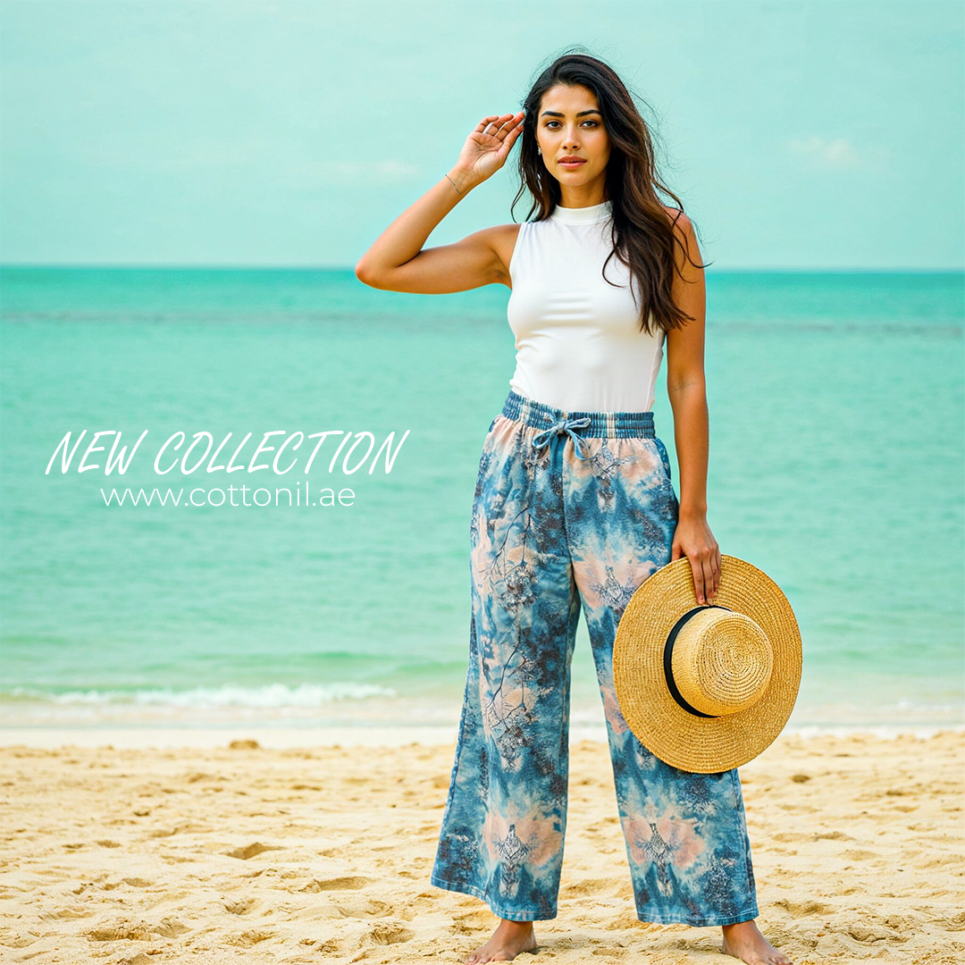 Wide Leg pants, full elastic waist - Navy